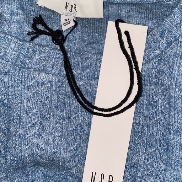 NSR Lucia Slit Ribbed Knit Jewel Neck Bell Sleeve Stretch Form Fit Mini Dress XL - Picture 5 of 8